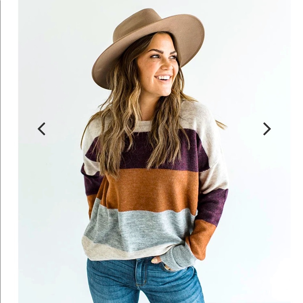 Color block stripe sweater